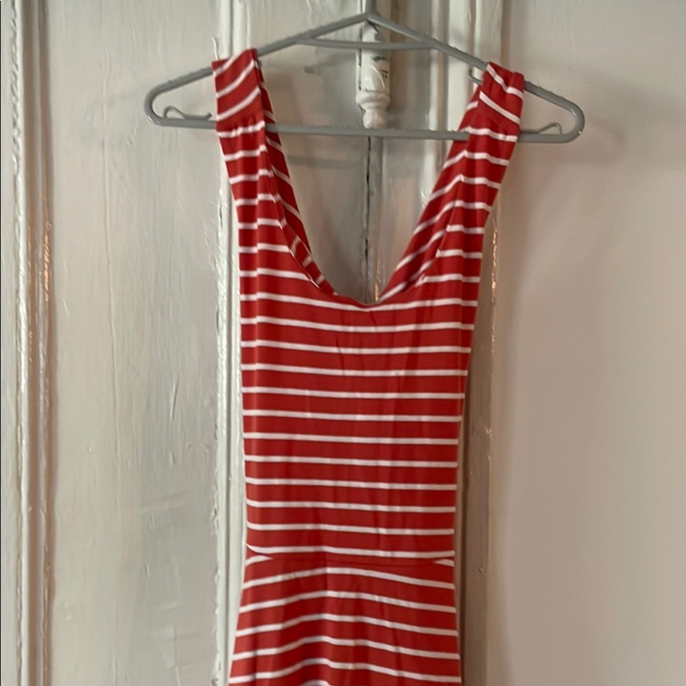 Pact Red and White Striped Dress